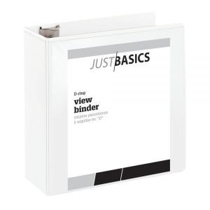 Loading...Just Basics Basic View 3-Ring Binder, 4"" D-Rings, White