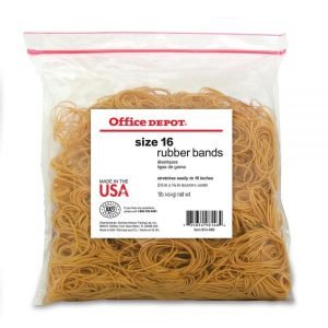 Rubber Bands, #16, 2 1/2"" x 1/16"", Crepe, 1-Lb Bag