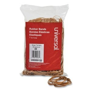 Universal Rubber Bands, Size 33, 0.04"" Gauge, Beige, 1 lb Box, 640/Pack