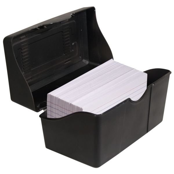 Innovative Storage Designs Plastic Card File, 3"" x 5"", 250-Card Capacity, Black