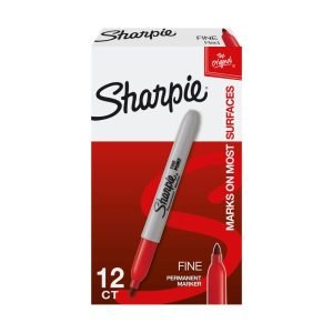 Loading...Sharpie Permanent Fine-Point Markers, Red, Pack Of 12 Markers