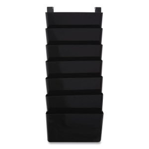 TRU RED Unbreakable Plastic Wall File, 7 Sections, Letter Size, 13"" x 3.81"" x 30.78"", Black