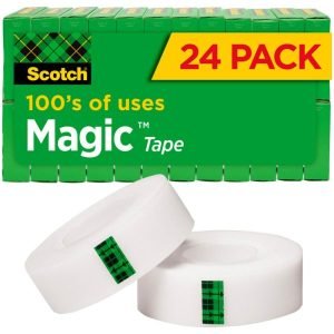 Scotch Magic Tape, Invisible, 3/4 in x 1000 in, 24 Tape Rolls, Clear, Home Office and School Supplies