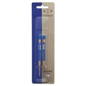 Parker Refill for Parker Retractable Gel Ink Roller Ball Pens, Medium Conical Tip, Blue Ink, 2/Pack