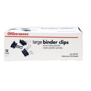 Binder Clips, Large, 2"" Wide, 1"" Capacity, Black, Box Of 12