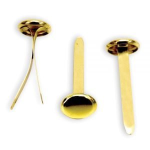 Round-Head Fasteners, 1"", Brass, Pack Of 100