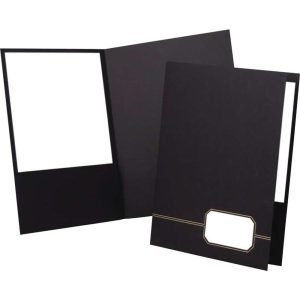 Oxford Monogram Executive Twin Pocket Portfolios, 9"" x 11 7/8"", Black/Gold, Pack Of 4