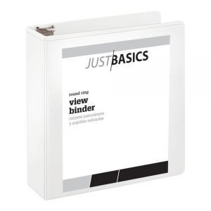 Loading...Just Basics Basic View 3-Ring Binder, 3"" Round Rings, White