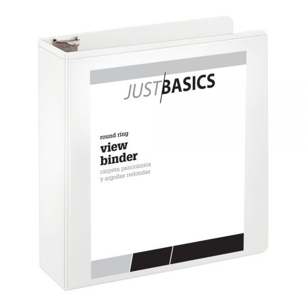 Loading...Just Basics Basic View 3-Ring Binder, 3"" Round Rings, White