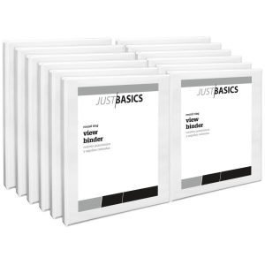 Loading...Just Basics View 3-Ring Binder, 1/2"" Round Rings, White, Pack Of 12