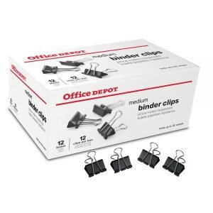 Binder Clips, Medium, 1-1/4"" Wide, 5/8"" Capacity, Black, Pack Of 144 (12 Boxes Of 12 Clips)
