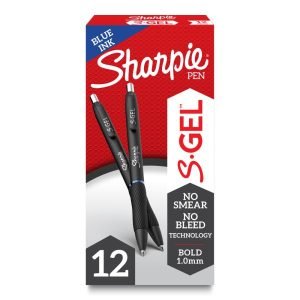 Loading...Sharpie S Gel Pens, Bold Point, 1.0 mm, Black/Blue Barrel, Blue Ink, Pack Of 12 Pens