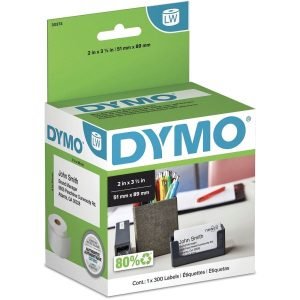DYMO LabelWriter Business/Appointment Cards, 2"" x 3.5"", White, 300 Labels/Roll