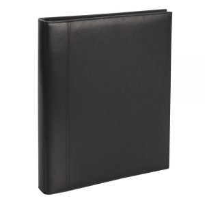 Loading...Premium Leatherette Presentation 3-Ring Binder, 1"" Round Rings, Black