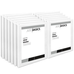 Loading...Just Basics View 3-Ring Binder, 1"" Round Rings, White, Pack Of 12