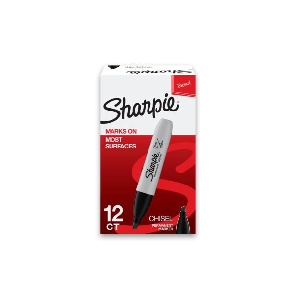 Loading...Sharpie Permanent Markers, Chisel Tip, Black Ink, Pack Of 12 Markers