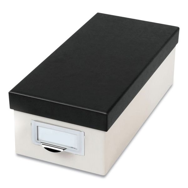 Oxford Index Card Storage Box, Holds 1,000 3 x 5 Cards, 5.5 x 11.5 x 3.88, Pressboard, Marble White/Black