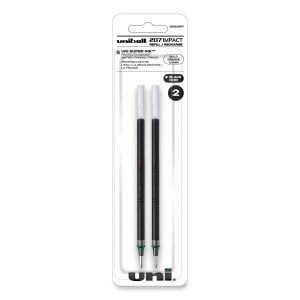 uniball 207 Impact Gel Stick Pen Refills, Bold 1 mm Conical Tip, Black Ink, 2/Pack