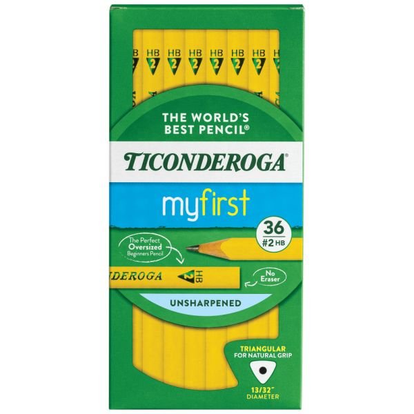 Ticonderoga Tri-Write Beginners' Pencils, #2 Lead, Soft, Pack of 36