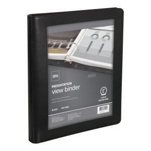 Loading...Premium Leatherette Presentation View 3-Ring Binder, 1"" Round Rings, Black